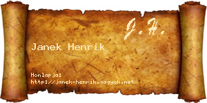 Janek Henrik névjegykártya